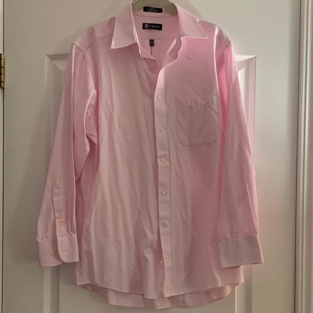 Chaps mens classic fit pink dress shirt